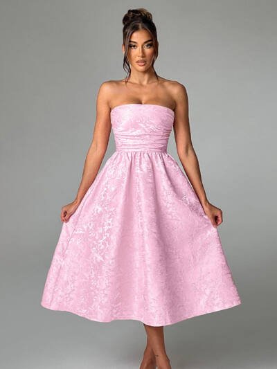 Women's Slim-fit Jacquard Satin Tube Top Dress