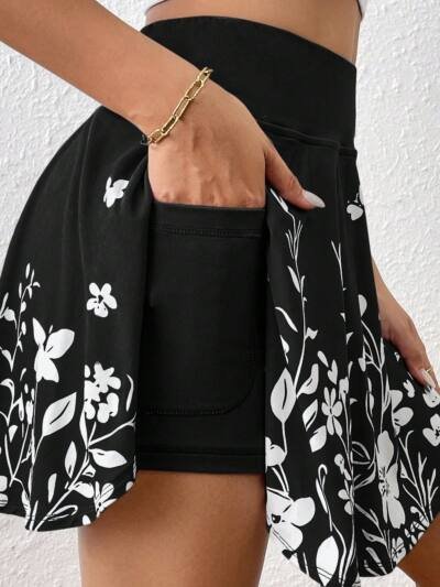 Floral Print Shorts with Pockets