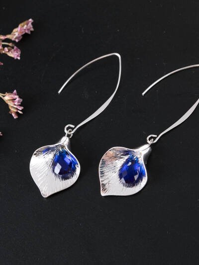Alloy Orchid Long Crystal Earrings