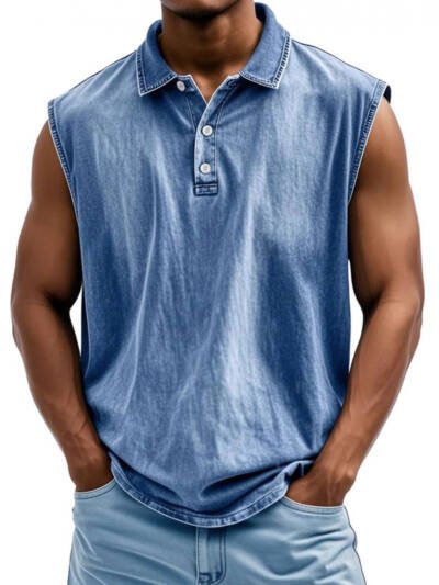 Printed Men's Button-Up Polo Shirt With Short Sleeves
