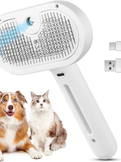 3-in-1 Pet Steam Brush for Cats and Dogs, Long or Short Hair