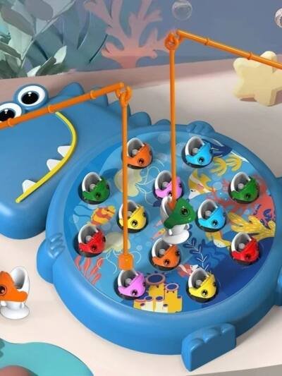 Dinosaur Magnetic Fishing Game Toy, Dual Difficulty Educational
