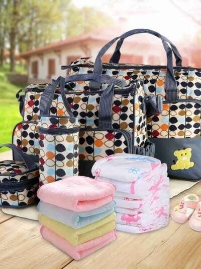 5PCS Baby Nappy Diaper Bags Set Mummy Shoulder W