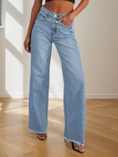 Women's Jeans, Wide Leg Denim Pants, Suitable For All Seasons