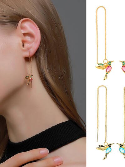 Fashion Jewelry Unique Little Bird Drop Long Hanging Hummingbird
