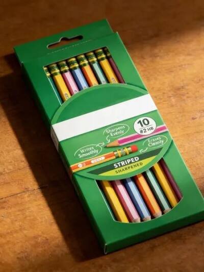 10ct Presharp Striped 2 Pencils Presharpened School Supplies For