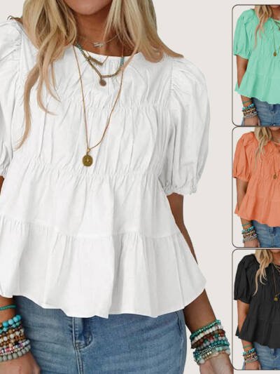 Summer Puff-sleeve Doll Shirt Short Sleeves