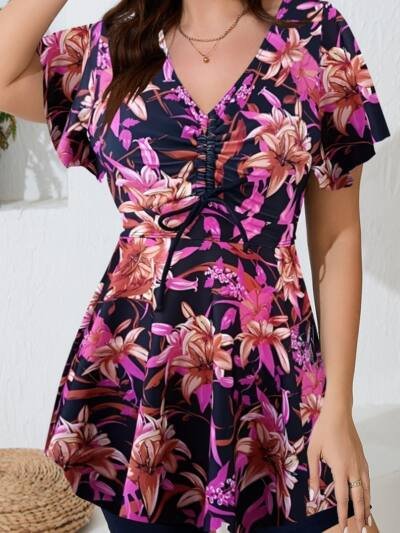 Printed Modest Resort Spa Swimsuit For Women