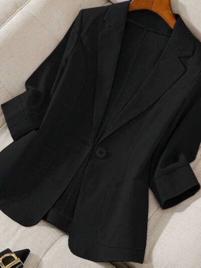 Women's Spring Autumn Stand Collar Long Sleeve Casual Solid Color