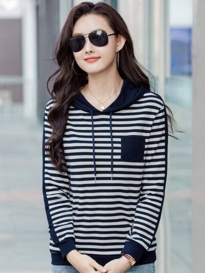 Loose Fashionable Stylish Korean Style Plus Size All-matching Long-sleeve T-shirt