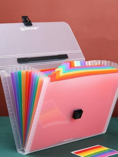 13-Pocket Rainbow Accordion File Organizer, A4