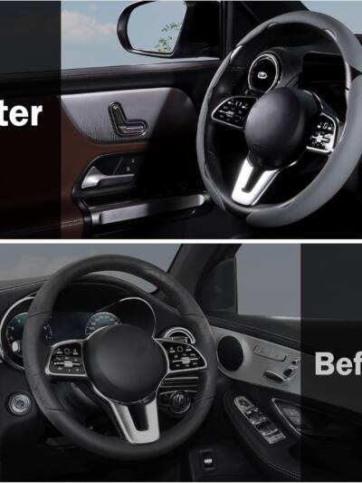 Car Steering Wheel Cover - Leather Snap-on - 3-piece Set - Anti-slip