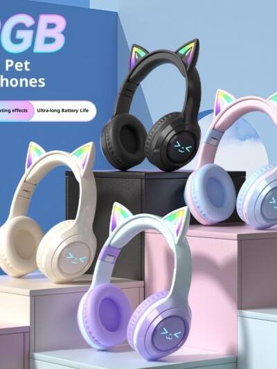 Cute Cat Ear Wireless Bluetooth Headphones