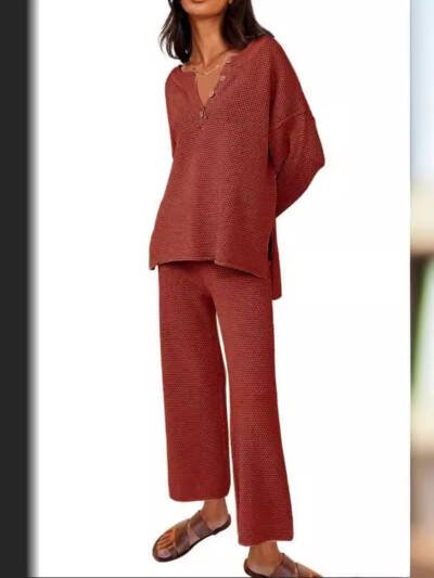 European And American Solid Color Fashion Loose Leisure Suit Two-piece Set