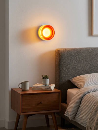 Minimalist Round Wall Light Modern Simple Design,Thick Glass Shade