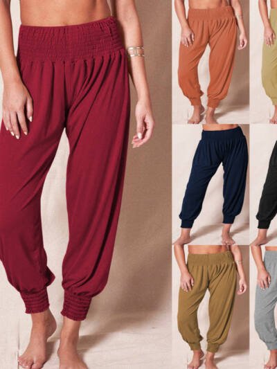 Casual Loose Trousers Solid Color Sports Yoga Ankle Banded Pants Women