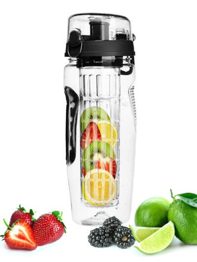 Fruit Infuser Water Bottle, 32oz, Flip-Top Lid