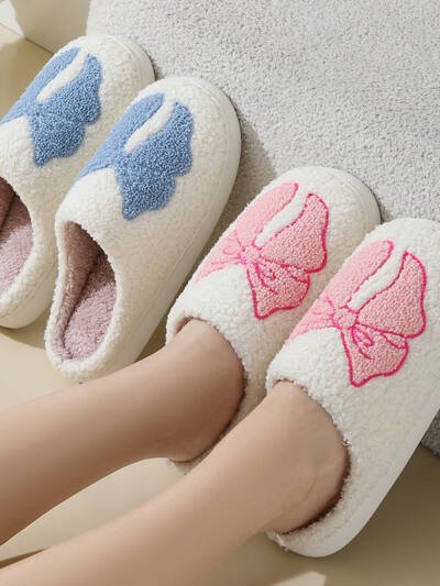 Cute Cartoon Bow Knot Cotton Slippers