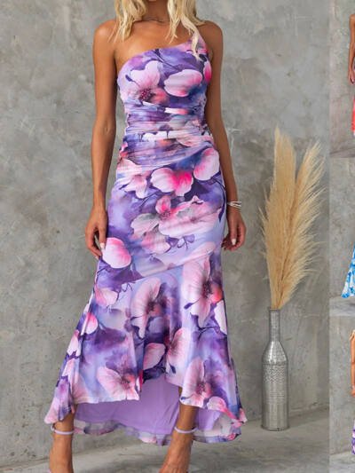 Floral One-Shoulder Maxi Dress