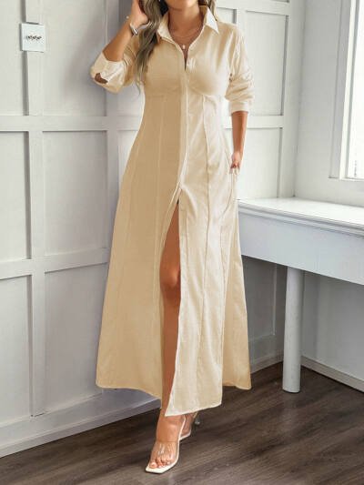Long-sleeve Cardigan Long Dress Women's Clothing