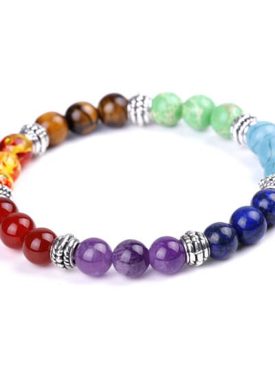 Natural Stone Colorful Chakra Energy Yoga Bracelet