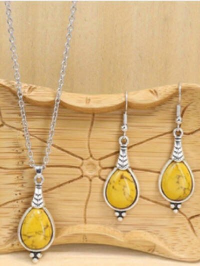 Retro Ethnic Earrings And Necklace Set Jewelry