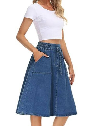 Belted Denim Skirt