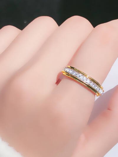 Square Diamond Rotating Starry Titanium Steel Ring For Women