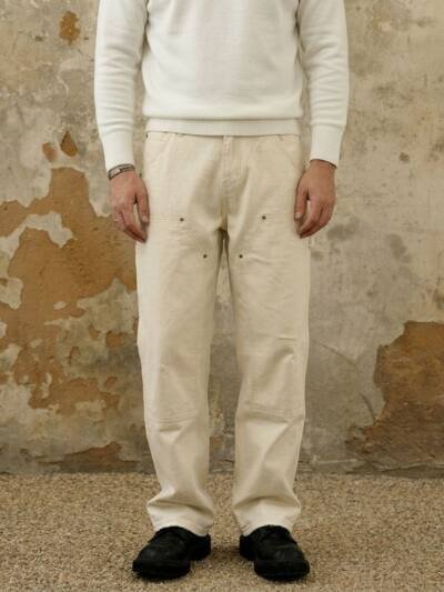 White Cargo Jeans Men Loose Fit Denim Pants Workwear Big Size Plus