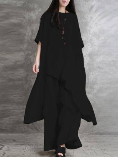 Women's Cotton And Linen 2 Pieces Suit Sports