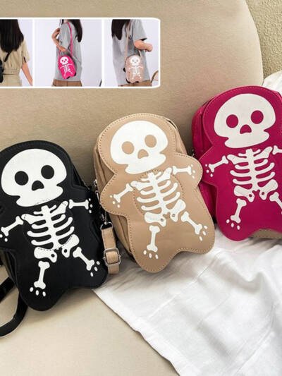 Halloween Skull Shoulder Bag Y2K Fashion Funny Cute Messenger