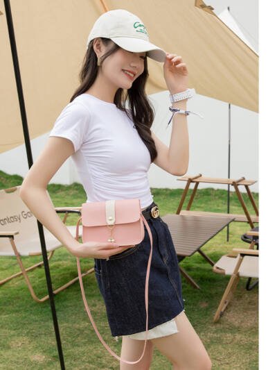 Casual Daily Small Shoulder Bag, Ladies Color Block Phone Crossbody