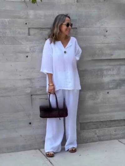Solid Color Cotton And Linen Casual Suit Pants