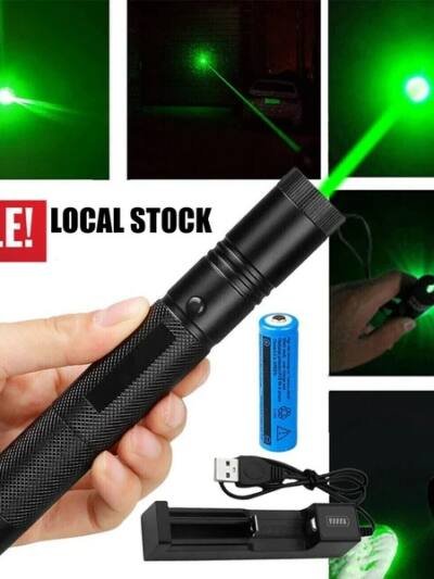 Rechargeable Green Laser Pointer Flashlight, 1mW USB Outdoor Laser Torch