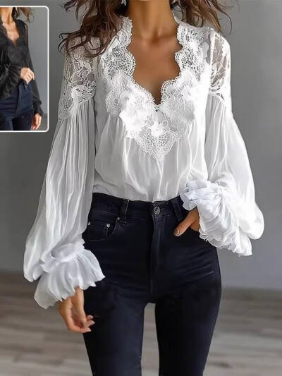 Ins Puff-sleeved Blouse Fashion Elegant Ruffle Pleated Long-sleeved Top Womens Clothing