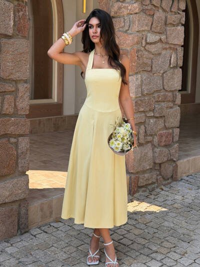 Elegant And Fashionable High-waisted Slip Dress For Women