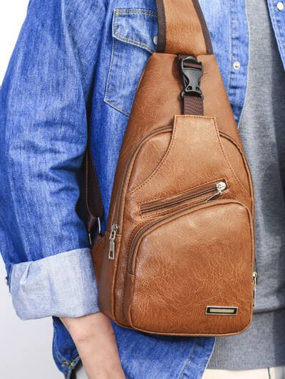 Men's Casual Chest Bag with USB Charging Port