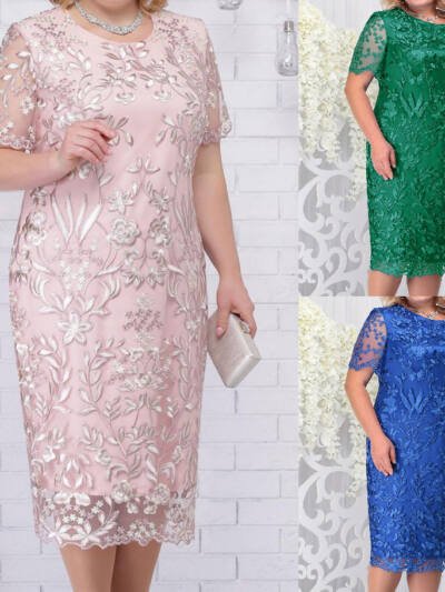 Stitching Embroidered Lace Slim Cocktail Dress