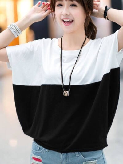 Loose-fitting Batwing Sleeve Shirt Student Women's Short