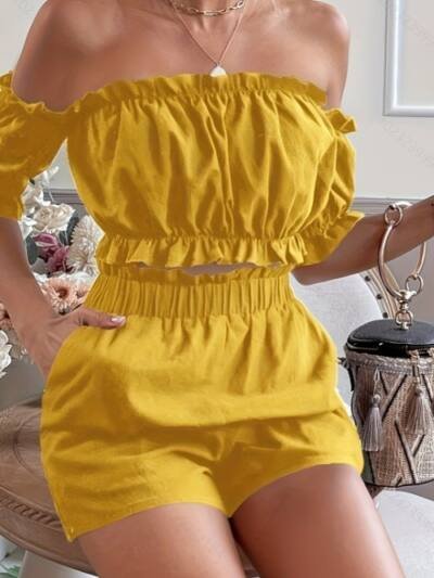 Two Pieces Of Short Sleeve Shorts For Women