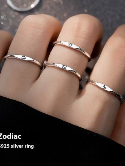 Simple Twelve Constellation Open Ring Single Exclusive