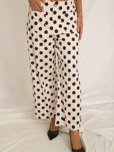 Stylish And Playful Polka-dot Print Slimming Casual Pants For Women