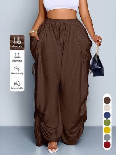 Retro Punk- Drawstring Pleated High-waisted Wide-leg Pants