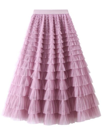 Mesh Ruffle Tiered Maxi Skirt