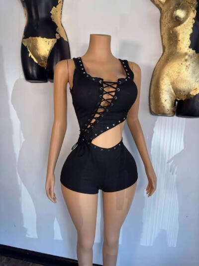 Irregular Sleeveless T-shirt And Romper Shorts