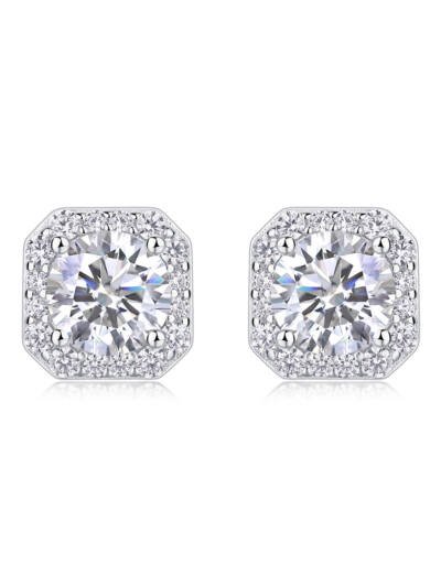 1Heart Rose Luxury Fashion Diamond Earrings Stud Set With Mosan