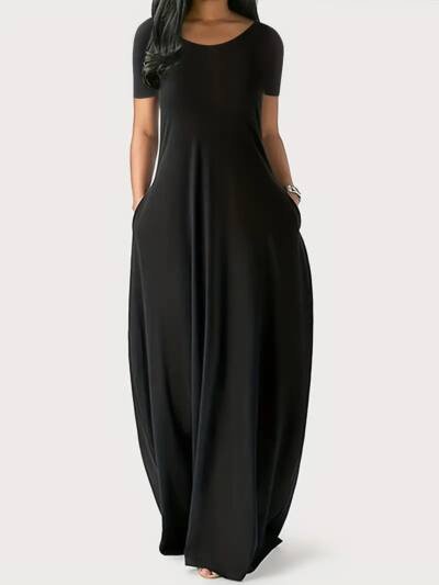 Short Sleeve Long Swing Dress