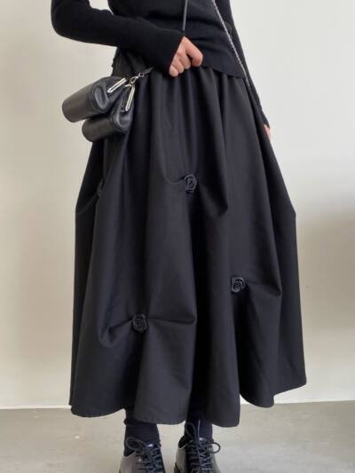 Designer Irregular Pleated Flower Mid-Length Dress For Women