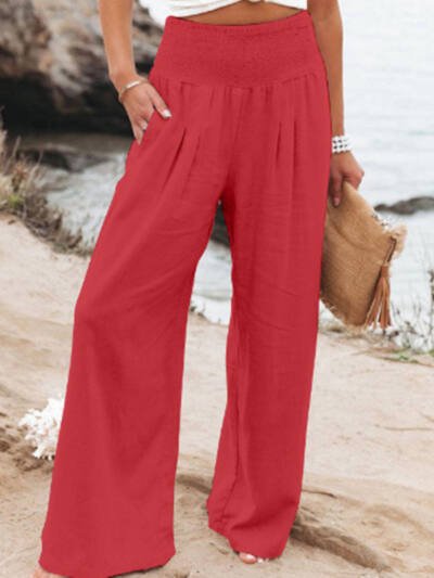 Cotton Linen Wide-Leg Pants