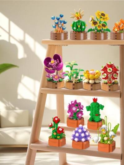 15 Pack Flowers Plants Mini Building Set-3.6MM Flower Succulents